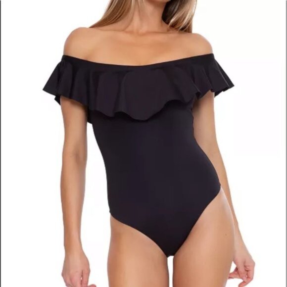 NWT Trina Turk Monaco Off The Shoulder turquoise swimsuit Sz6 - Picture 6 of 7